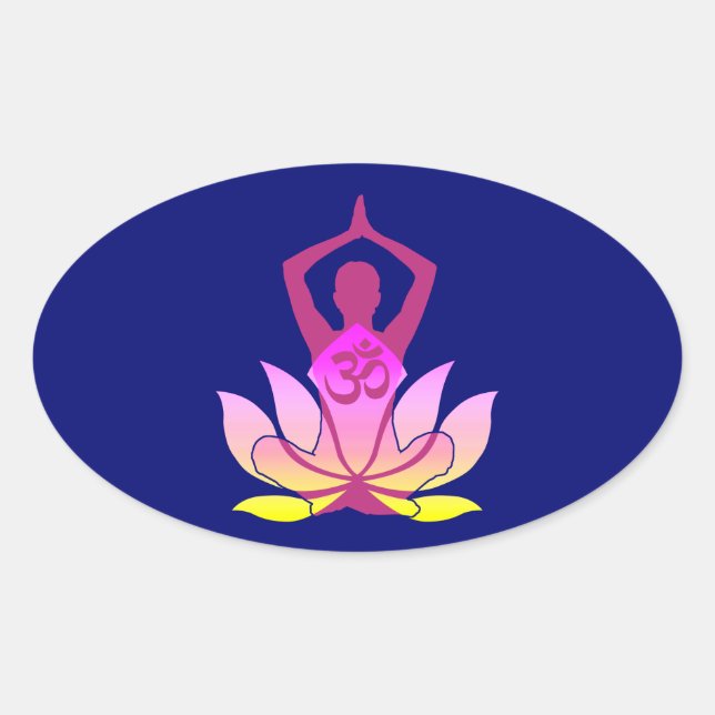 OM Namaste Spirituosen Lotus Blume Yoga Ovaler Aufkleber (Vorderseite)