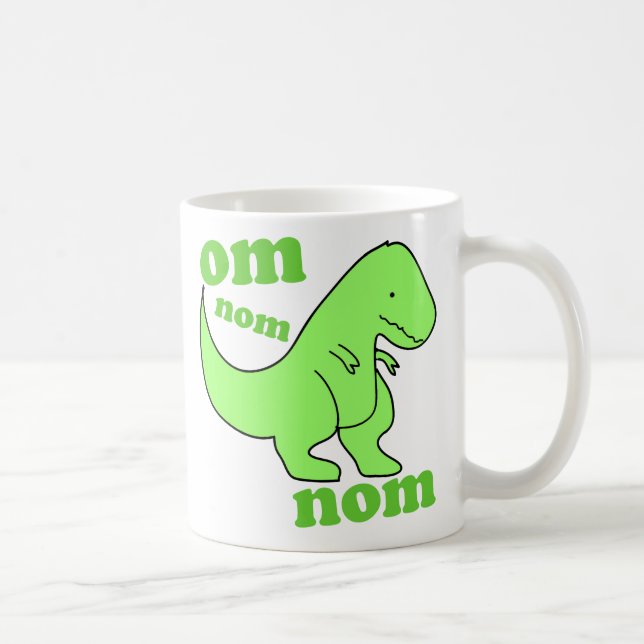 OM nom nom Dinosaurier chompss Kaffeetasse (Rechts)