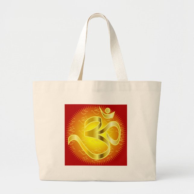 Om oder Om-Symbol in Gelb und Rot Jumbo Stoffbeutel (Vorne)