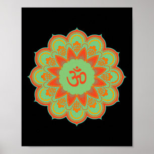 Om Ohm Aum Symbol Mandala Spirituelles Yoga-Gesche Poster