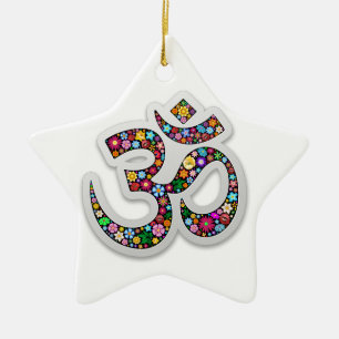 Om Ohm Om Namaste Yoga-Symbol Keramikornament