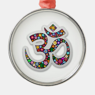 Om Ohm Om Namaste Yoga-Symbol Silbernes Ornament