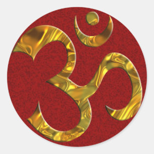 OM/OM - GOLD dunkelroter Spritzer Runder Aufkleber
