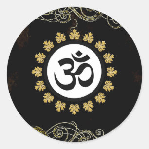 Om - OM - hindisches heiliges Symbol Runder Aufkleber