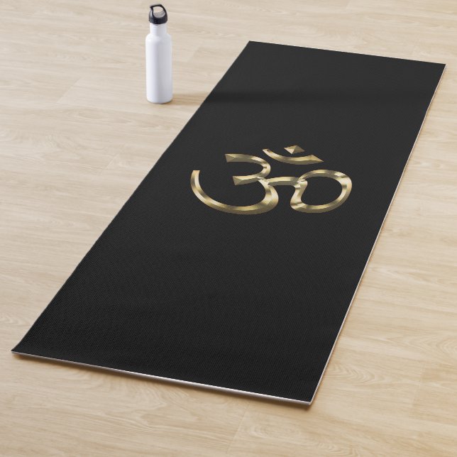 Om Om Kontur Icon, Hinduismus Symbol, goldschwarz Yogamatte (Beispiel)