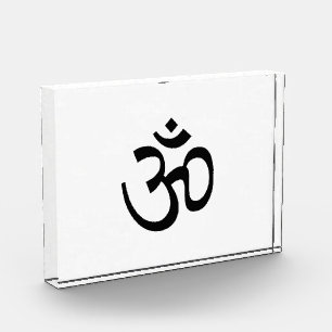 Om Om Kontur Icon, Hinduismus Symbol, schwarz klar Fotoblock