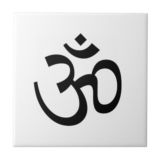 Om Om Kontur Icon, Hinduismus Symbol, Schwarz-weiß Fliese (Vorderseite)