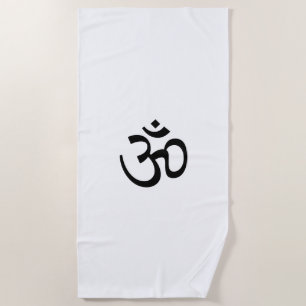 Om Om Kontur Icon, Hinduismus Symbol, Schwarz-weiß Strandtuch