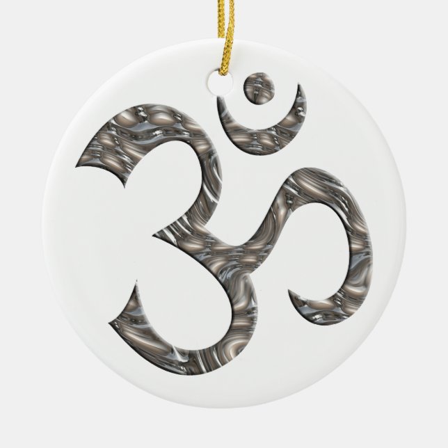 OM/OM - SILVER & GOLD KERAMIK ORNAMENT (Vorne)