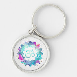 *~* OM OM Symbol Lily Lotus Wasserfarbe Mandala Schlüsselanhänger