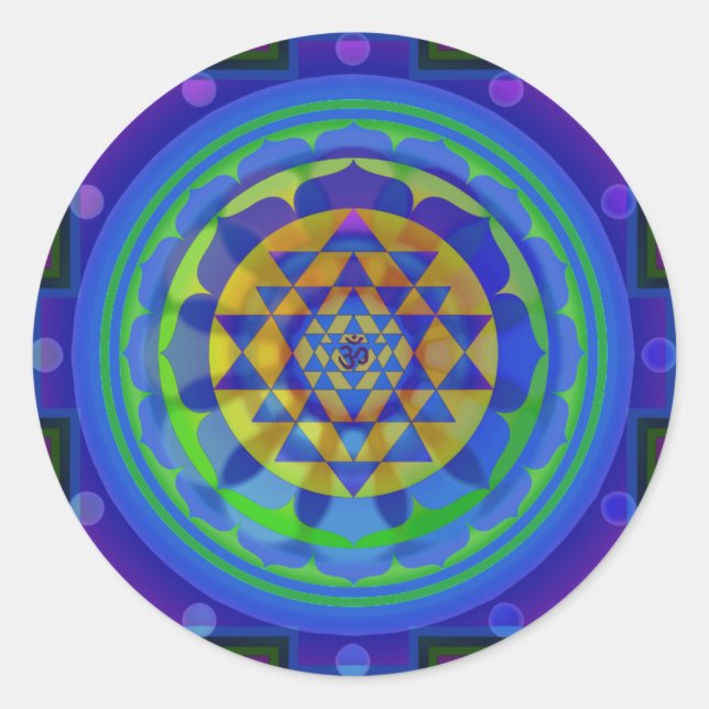Om (OM) Yantra mandala Runder Aufkleber (Vorderseite)