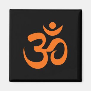 Om Omkar Aum Symbol Orange Grafik Spirituelles Yog Magnet