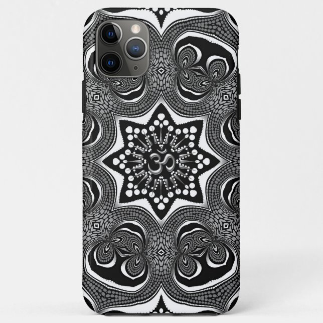 OM Psychedelic Trippy Schwarz-weiß Art Case-Mate iPhone Hülle (Rückseite)