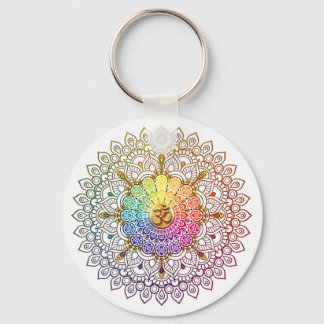 Om Rainbow Mandala Schlüsselanhänger