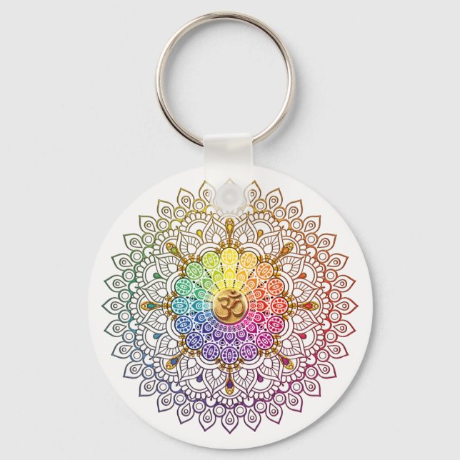Om Rainbow Mandala Schlüsselanhänger (Vorderseite)