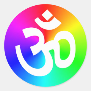 Om Rainbow Runder Aufkleber