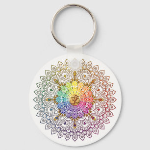 OM-Regenbogen-Mandala Schlüsselanhänger