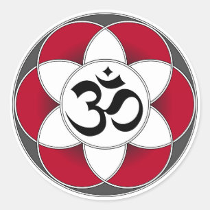 Om-Samen des Leben-Rot-Aufklebers Runder Aufkleber