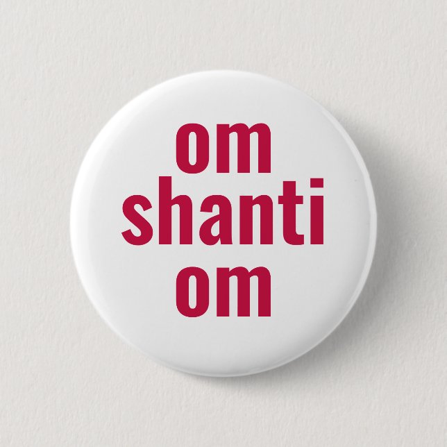OM SHANTI PINK PEACE TYPOGRAPHY BUTTON (Vorderseite)
