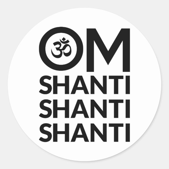 Om Shanti Runder Aufkleber (Vorderseite)