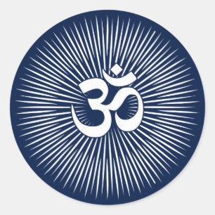 Om Sign White Design Runder Aufkleber
