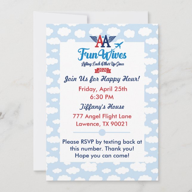 OM Spaß Ehefrauen Einladung zu Ewigkeiten Wolken (Vorderseite)