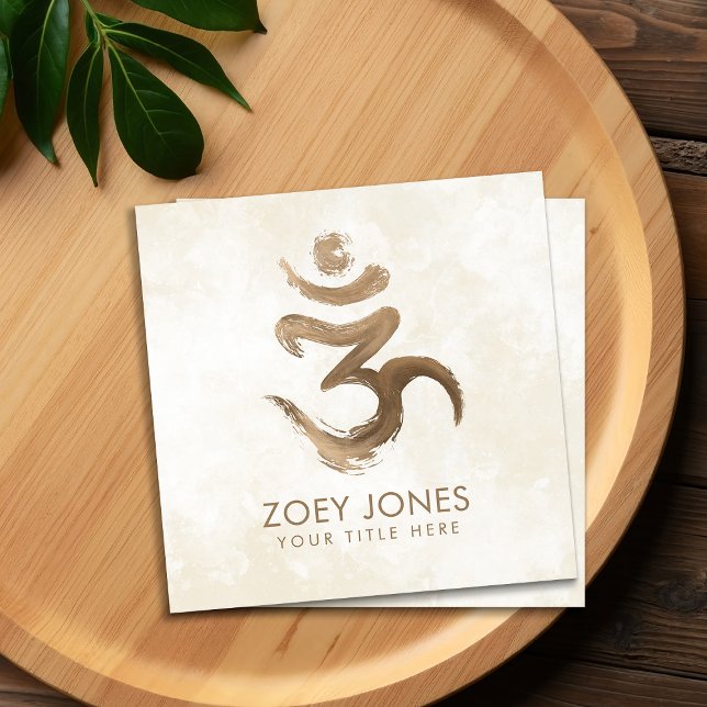 OM Symbol - Golden Brushstroke Square Business Car Quadratische Visitenkarte (Von Creator hochgeladen)