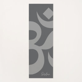 Om Symbol Grauer Personalisierter Name Reversible Yogamatte