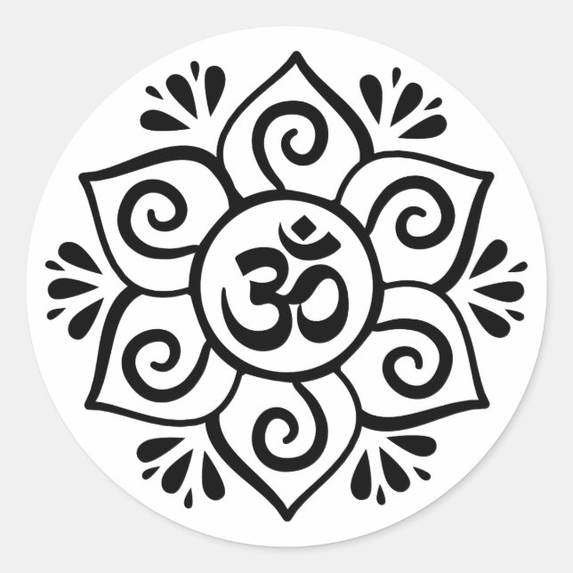 Om-Symbol in Lotus petal mandala Runder Aufkleber (Vorderseite)