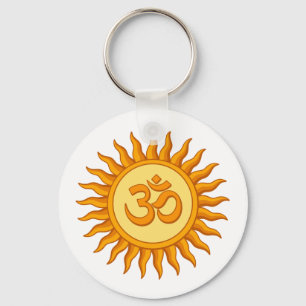 Om Symbol in Radiant Sun Spirituelle Hindudesign Schlüsselanhänger