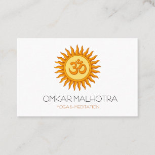 Om Symbol in Radiant Sun Spirituelle Hindudesign Visitenkarte