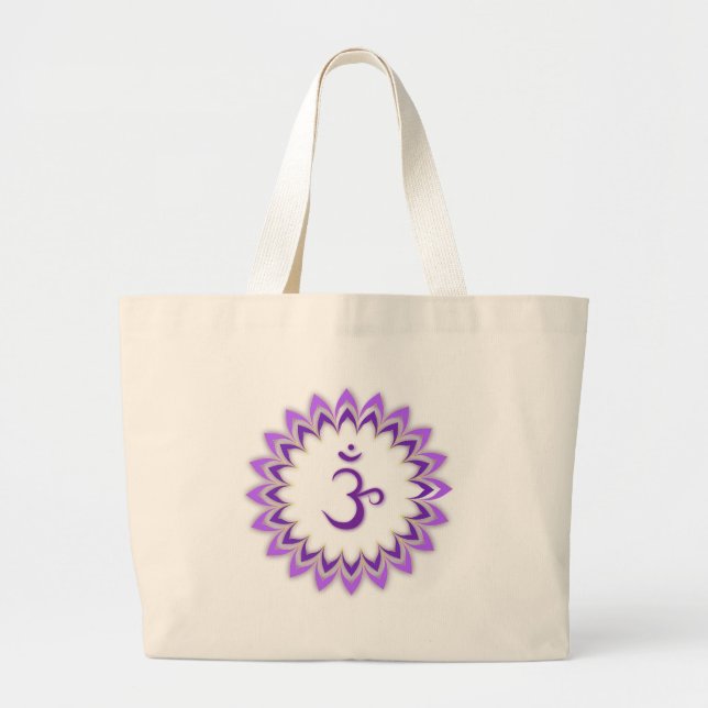 Om-Symbol / Kronen-Chakra Jumbo Stoffbeutel (Vorne)