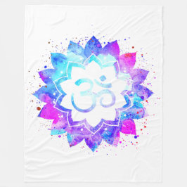 *~* OM Symbol Lotus Blume Mandala Weiße Neuzeit Fleecedecke