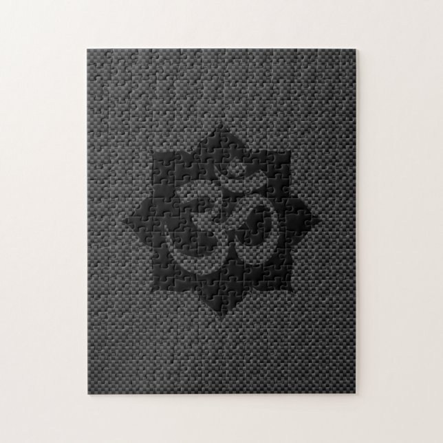 OM Symbol Lotus Spiritualität im Carbon Fibre Styl (Vertikal)