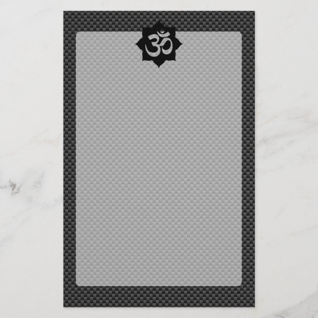 OM Symbol Lotus Spiritualität im Carbon Fibre Styl Briefpapier (Vorderseite)