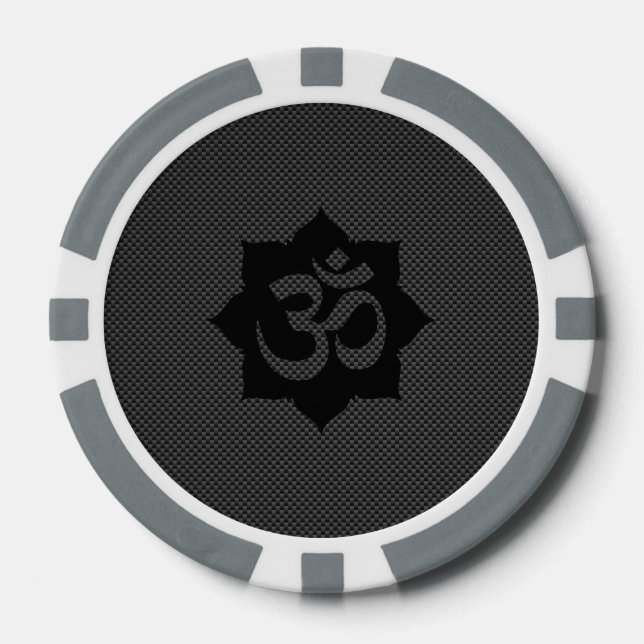 OM Symbol Lotus Spiritualität im Carbon Fibre Styl Pokerchips (Vorderseite)