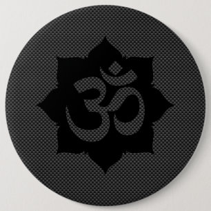 OM Symbol Lotus Spiritualität Yoga Carbon Style Button
