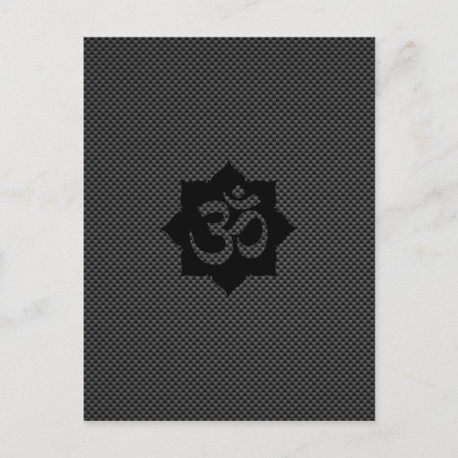 OM Symbol Lotus Spiritualität Yoga in Carbon Fibre Postkarte (Vorderseite)