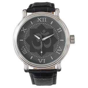 OM Symbol Lotus Spirituality Carbon Fiber Dial Armbanduhr