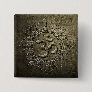 OM Symbol Mandala Bronze Metal Effekt 2 Schaltfläc Button