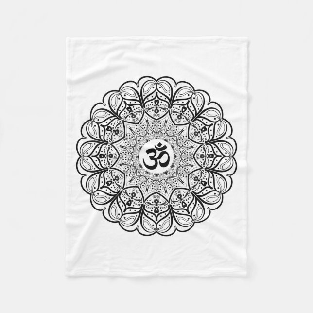OM-Symbol-Mandala-Decke Fleecedecke (Vorderseite)
