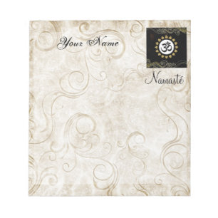Om Symbol Mantra Meditation Schwarz und Gold Notizblock