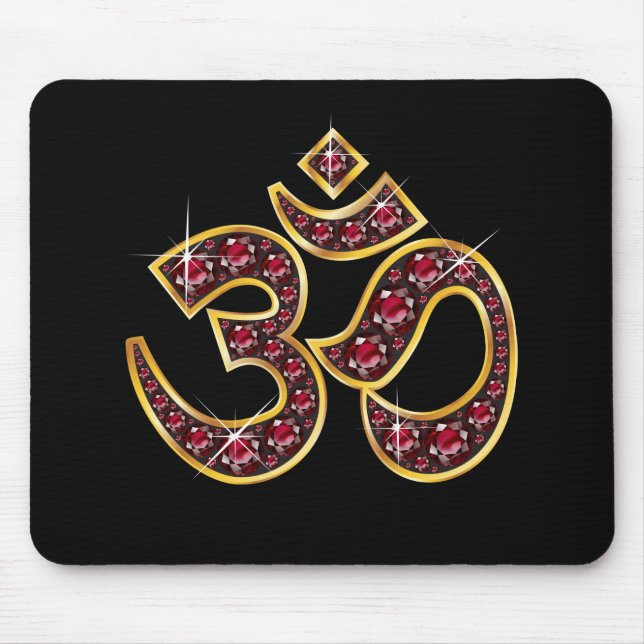 Om Symbol mit "Ruby Stones" Mousepad (Vorne)