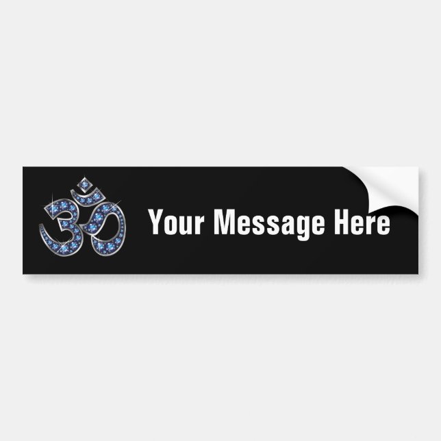 Om-Symbol mit "Sapphire"-Steinen Autoaufkleber (Vorne)