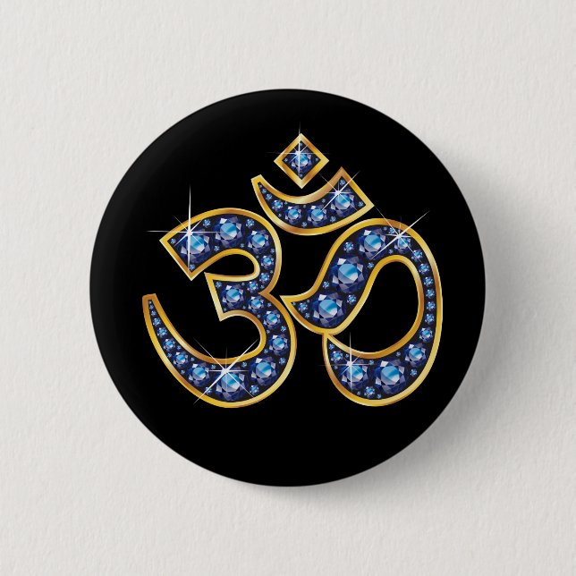 Om-Symbol mit "Sapphire"-Steinen Button (Vorderseite)