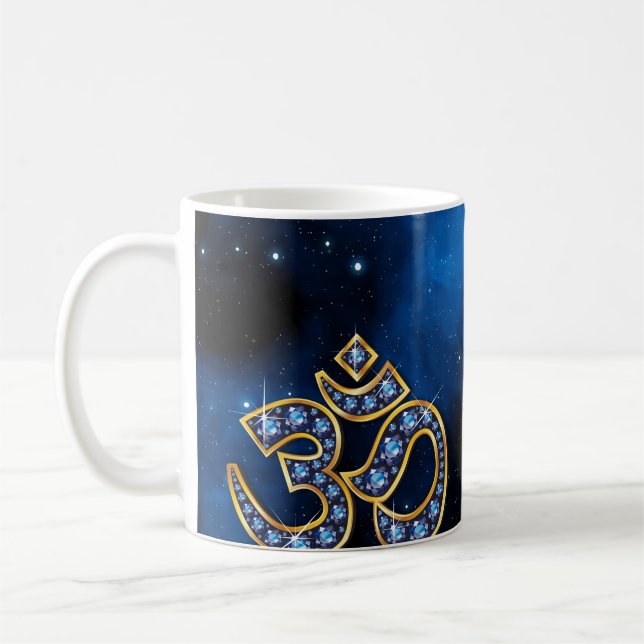 Om-Symbol mit "Sapphire"-Steinen Kaffeetasse (Links)