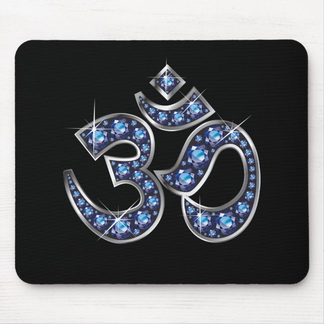 Om-Symbol mit "Sapphire"-Steinen Mousepad (Vorne)
