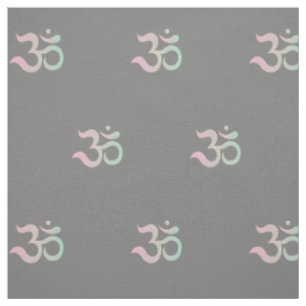 Om Symbol Muster Sanskrit pastellrot grün grau Stoff