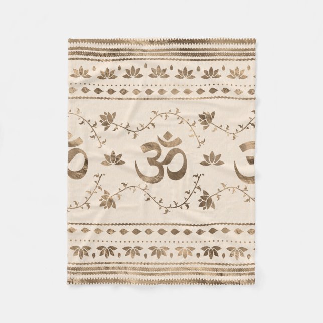 OM-Symbol-Ornament - Pastellgold Fleecedecke (Vorderseite)
