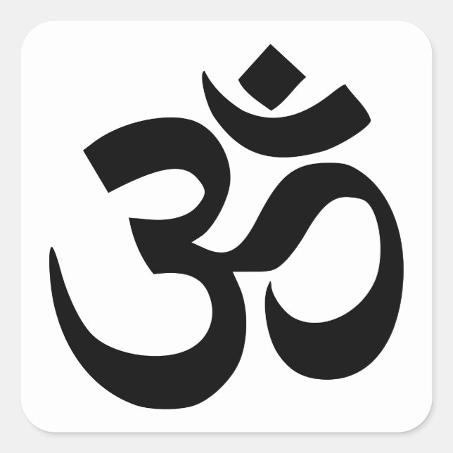 Om Symbol Quadratischer Aufkleber (Vorderseite)